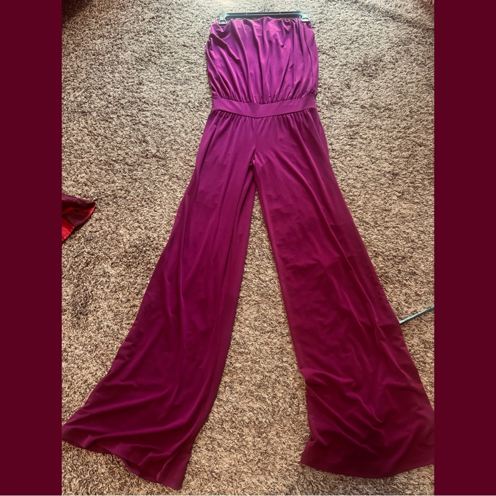 Veronica M Strapless Plum Jumpsuit